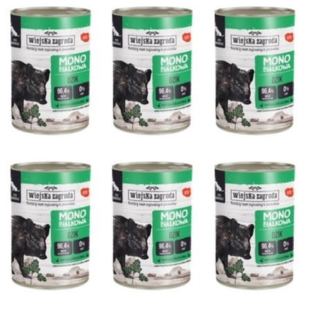 ZESTAW Wiejska Zagroda Monobiałkowa dzik dla psa 6 x 400 g