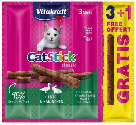 Vitakraft Cat Stick Mini królik + kaczka 4szt (3+1 gratis)