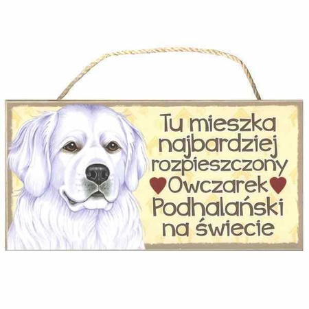 Tabliczka ozdobna dekoracyjna owczarek podhalański 25x12,5 cm
