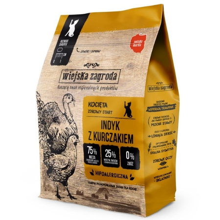 Wiejska Zagroda indyk z kurczakiem dla kota 400 g