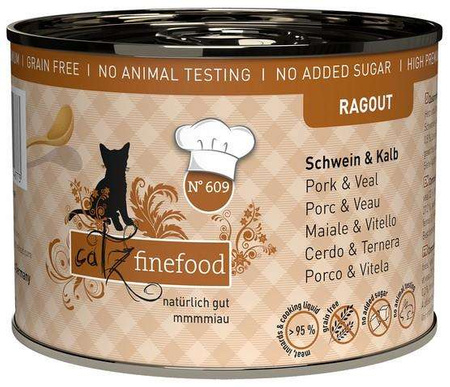 Catz Finefood Ragout wieprzowina z cielęciną, bataty, cukinia dla kota 180 g