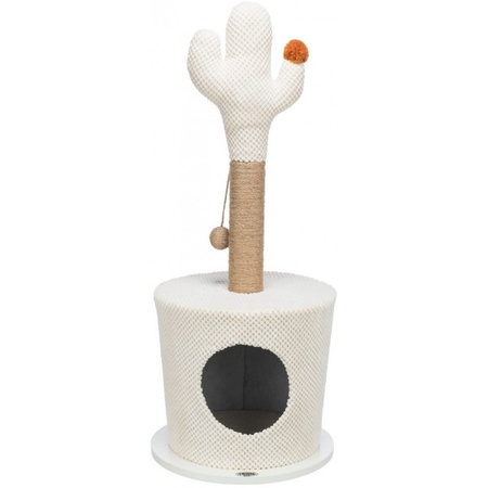 Kaktus, legowisko z drapakiem, dla kota, kremowe, MDF/juta 36 x 84 cm