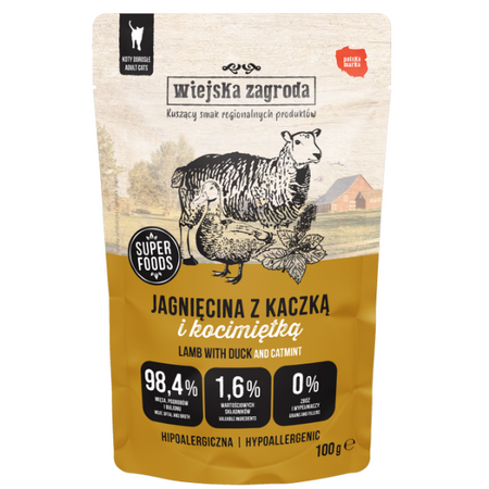 Wiejska Zagroda Pasztecik z jagnięciny i kaczki dla kota 85 g