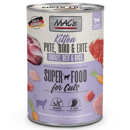 MAC's Kitten indyk, wołowina i kaczka dla kota 400 g