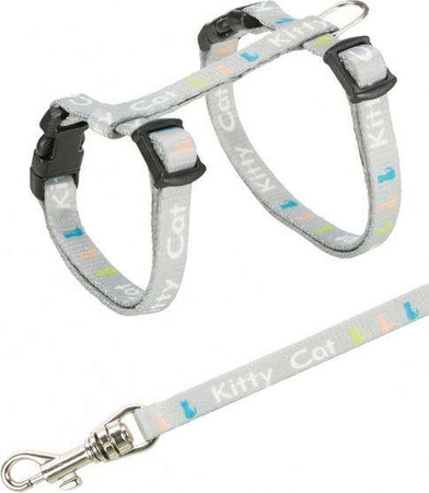 Szelki ze smyczą dla kociąt JUNIOR, 21–33 cm/8 mm, 1.20 m, motyw Kitty Cat