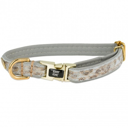 Obroża dla psa, Wild Snow Leopard, szara, skórzana mosiądz, S 13mm/25-40cm