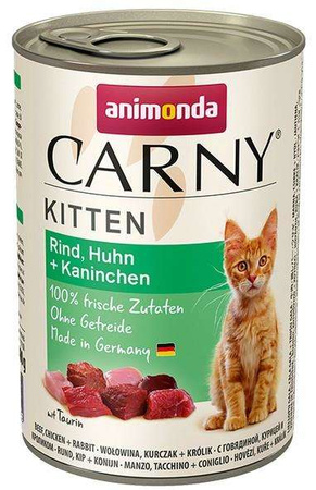 Animonda Carny Kitten Wołowina, Kurczak + Królik puszka 400g