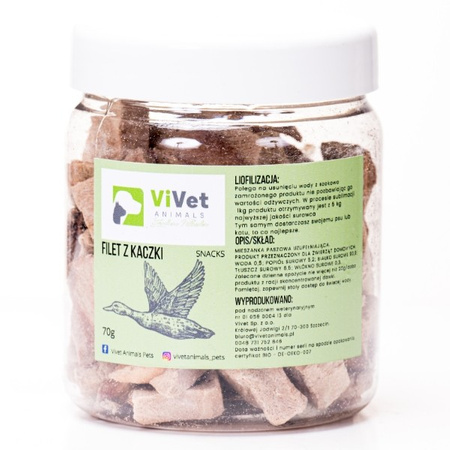 Liofilizowany filet z kaczki ViVet Animals 70 g