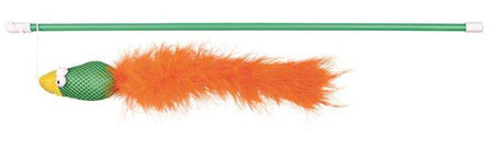 Wędka dla kota z ptaszkiem i piórkami, 50 cm