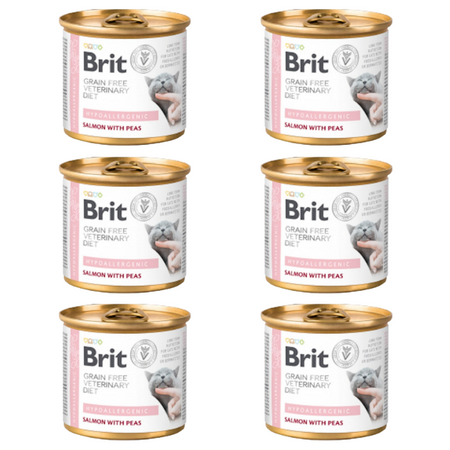 ZESTAW Brit Grain Free Veterinary Diets Hypoallergenic dla kota 6 x 200 g