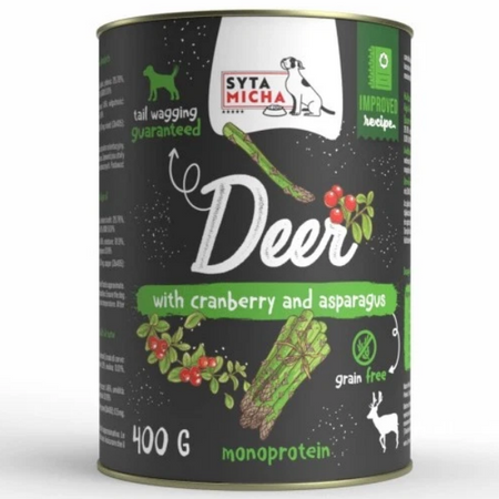Syta Micha Classic Jeleń z żurawiną i szparagami, 400 g