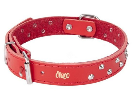 Dingo Obroża skórzana ozdobna podszyta filcem 1,0x33cm czerwona