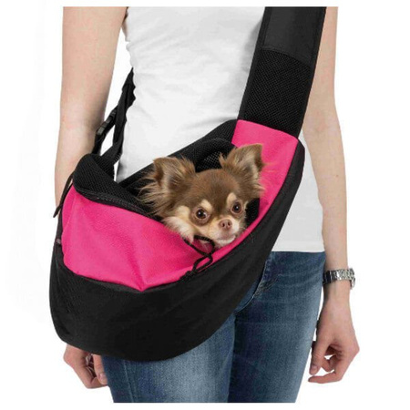 Siling torba przednia na ramię, 50 × 25 × 18 cm, różowa/czarna