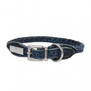 Obroża dla psa okrągła, Serpente, granatowa, skórzana nikiel, 6mm/25cm