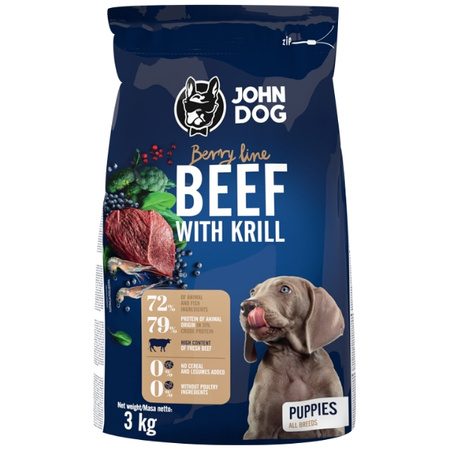 John Dog Berry Line wołowina z krylem szczenięta 3 kg