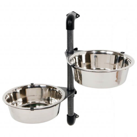 Trixie stojak na miski z regulowaną wysokością, naścienny dla psa 2×2,8 l/ ø 24 cm