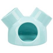 Domek dla myszy, turkus, ceramiczny,  o 12 × 10 cm, z 3 wejściami