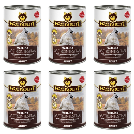 ZESTAW Wolfsblut VetLine Gastrointestinal kaczka 6 x 395 g