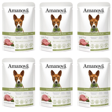 ZESTAW Amanova Luscious saszetka dla psa jagnięcina i wieprzowina 6 x 300 g