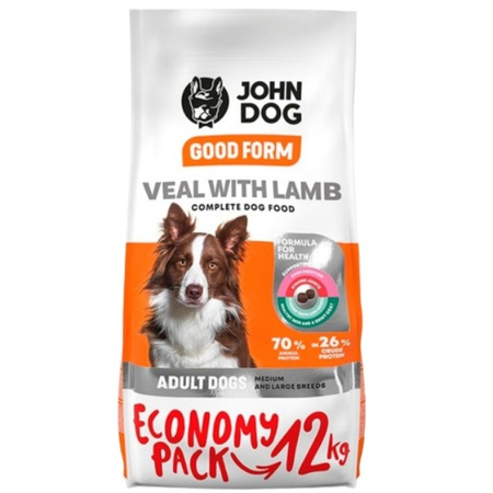 John Dog Good Form Medium & Large cielęcina i jagnięcina dla psa 12 kg