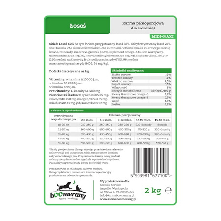 bOOmerang łosoś karma dla szczeniąt 2 kg