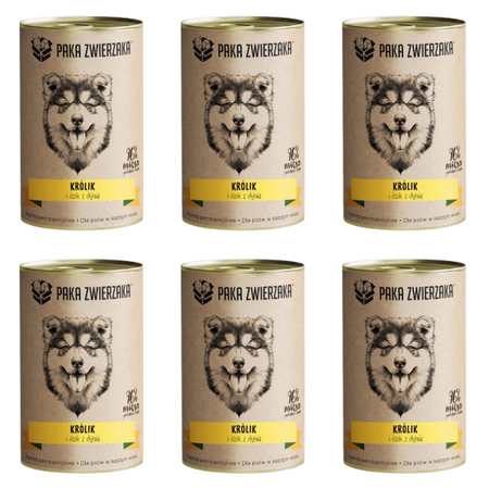 ZESTAW Paka zwierzaka królik i dzik z dynią dla psa 6 x 400 g