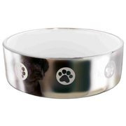 Miska ceramiczna z motywem, 0.8 l/ř 15 cm, srebrno/biała