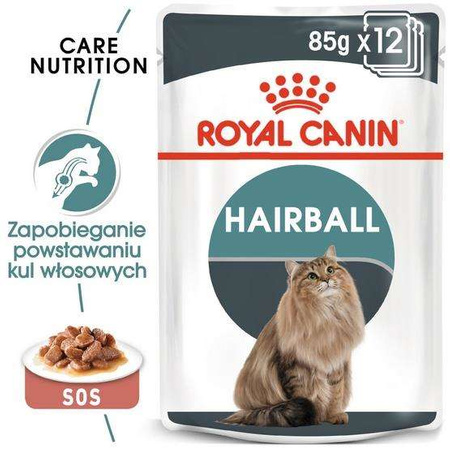 Royal canin hairball care w sosie karma mokra w sosie dla kotów dorosłych, eliminacja kul włosowych saszetka 85g