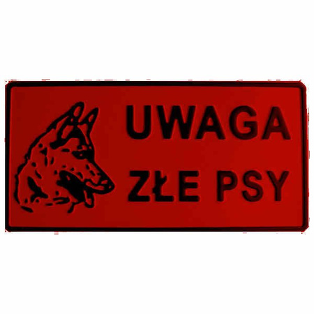 Tabliczka ostrzegawcza "uwaga złe psy" 14x28 cm