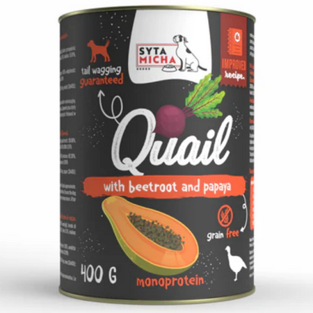 Syta Micha Classic Przepiórka z burakiem i papają, 400 g