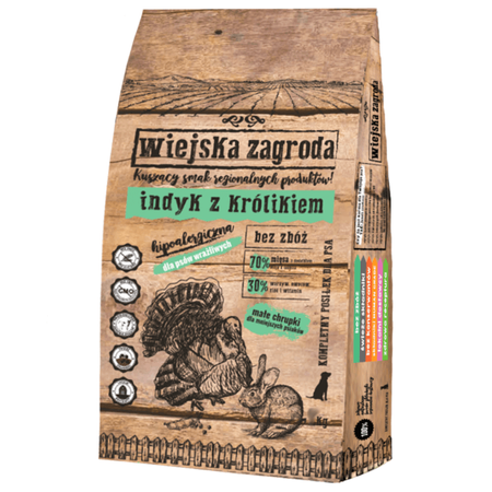 Wiejska zagroda karma dla psów dorosłych indyk z królikiem