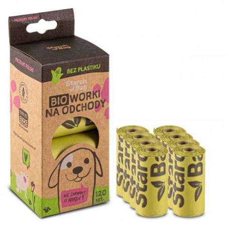 Biodegradowalne worki na odchody dla psa StarchBag  8 rolek x 15 szt., kol. zielony