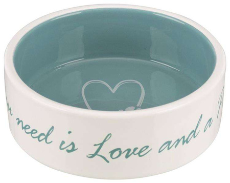 Miska ceramiczna Pet's Home, 0.3 l/o 12 cm, kremowa/jasnoniebieska