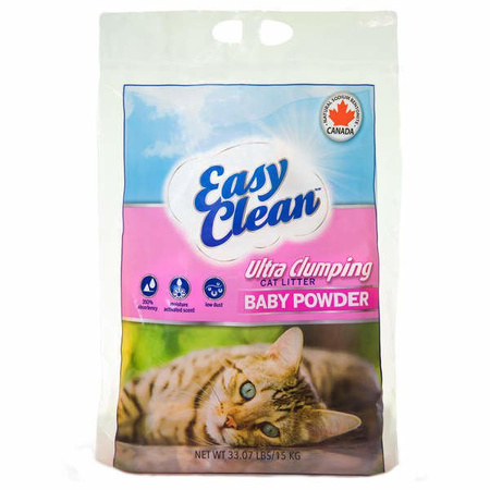 Żwirek sodowy bentonitowy dla kota pestell baby powder easy clean 15kg
