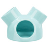 Domek dla myszy, turkus, ceramiczny, o 12 × 10 cm, z 3 wejściami
