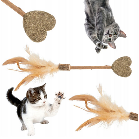 Matatabi Lolly, zabawka, dla kota, w kształcie serca, 23 cm, z piórkami i kocimiętką