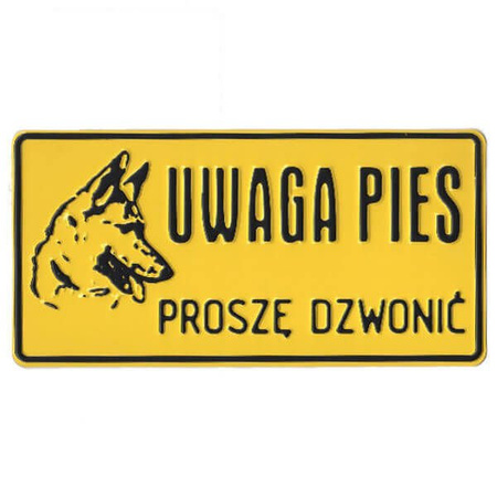 Tabliczka ostrzegawcza "uwaga pies. proszę dzwonić" 14x28 cm