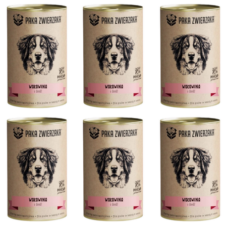 ZESTAW Paka zwierzaka wołowina i śledź dla psa 6 x 400 g