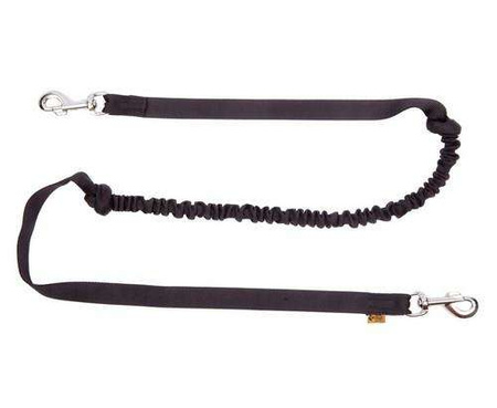 Dingo smycz do biegania - taśma z amortyzatorem 170cm z karabińczykami czarna