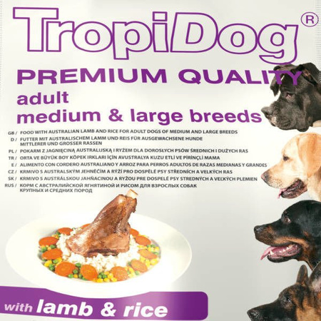 Tropidog premium adult medium & large jagnięcina z ryżem 500g, 2,5kg, 12kg
