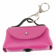 Torebka skórzana do woreczków na odchody, różowa