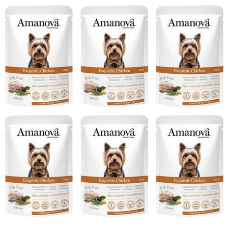 ZESTAW Amanova Exquisite saszetka dla psa kurczak 6 x 100 g