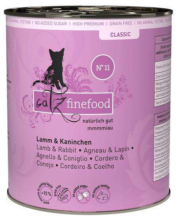 Catz Finefood Classic N.11 Jagnięcina i Królik puszka