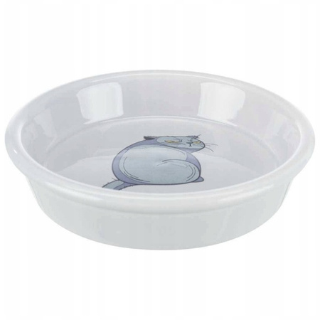 Miska, dla kota, szara, ceramiczna, 0,25l/13cm, z nadrukiem kota