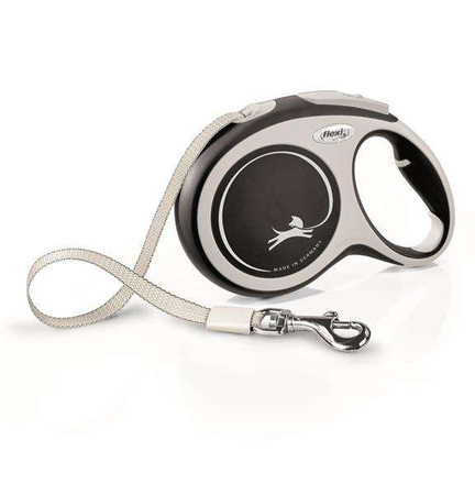 New Comfort, smycz automatyczna dla psa, czarna, L, 8m, taśma,