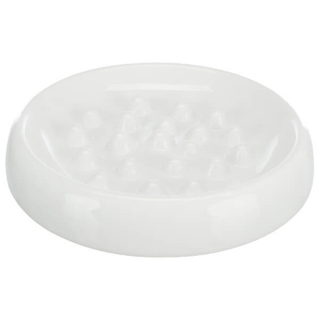 Slow feed, miska, dla kota, biała, ceramiczna, 0,25l/ 18 cm, zapobiega łaczywemu połykaniu pokarmu