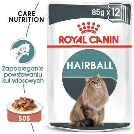 Royal canin hairball care w sosie karma mokra w sosie dla kotów dorosłych, eliminacja kul włosowych saszetka 85g