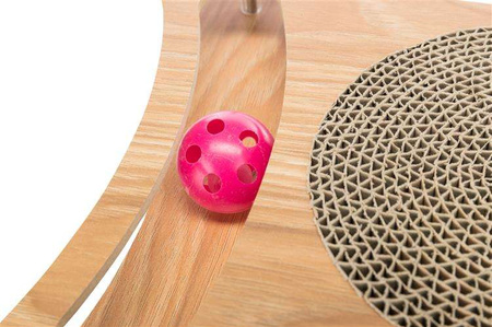 Drapak kartonowy z zabawkami, drewno/karton, 35 × 4 × 35 cm