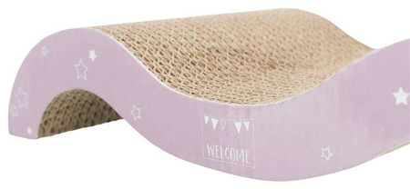 Drapak kartonowy Junior fala, 38 × 7 × 18 cm, liliowy/miętowy