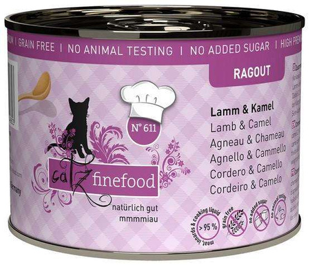 Catz Finefood Ragout N.611 Jagnięcina i Wielbłąd puszka 180g